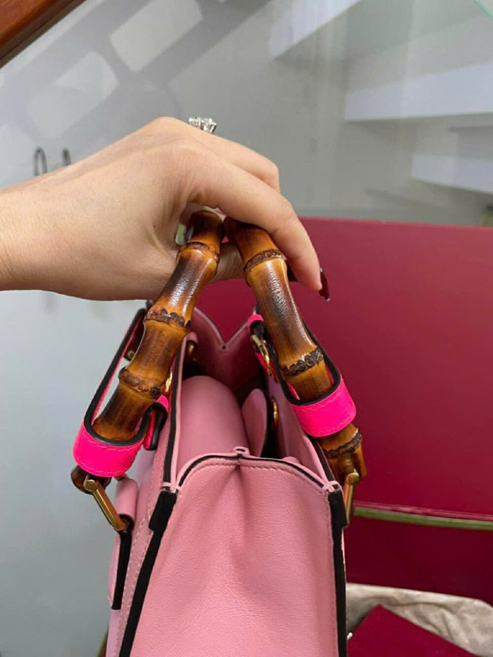 GUCCI Wonka Grain Calfskin Mini Diana Tote Bag Pink - Picture 15 of 16